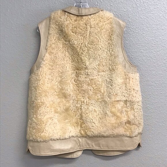 Vintage 1960’s Sherpa Leather Vest Al Thompson of Portland Men’s Beige Flaw M/L - Picture 2 of 15